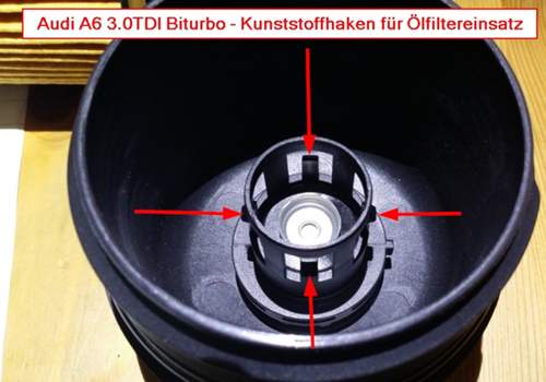 2 - Ölfilterdeckel neu Kunststoffhaken