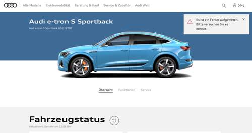 Feher auf der Webseite myaudi