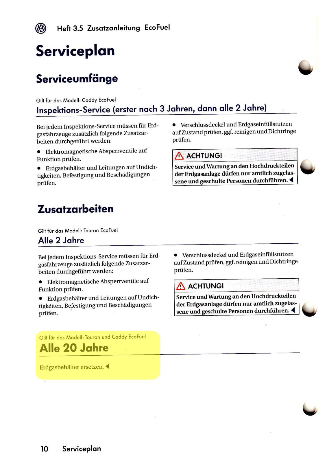 Wieder Rückruf für Touran Ecofuel wegen rostiger Gasflaschen