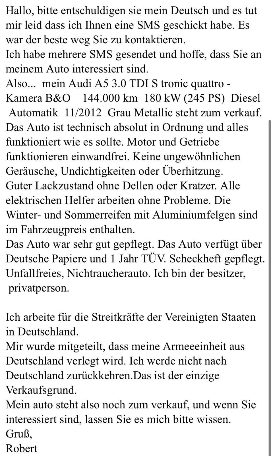 Autokauf von US Soldat