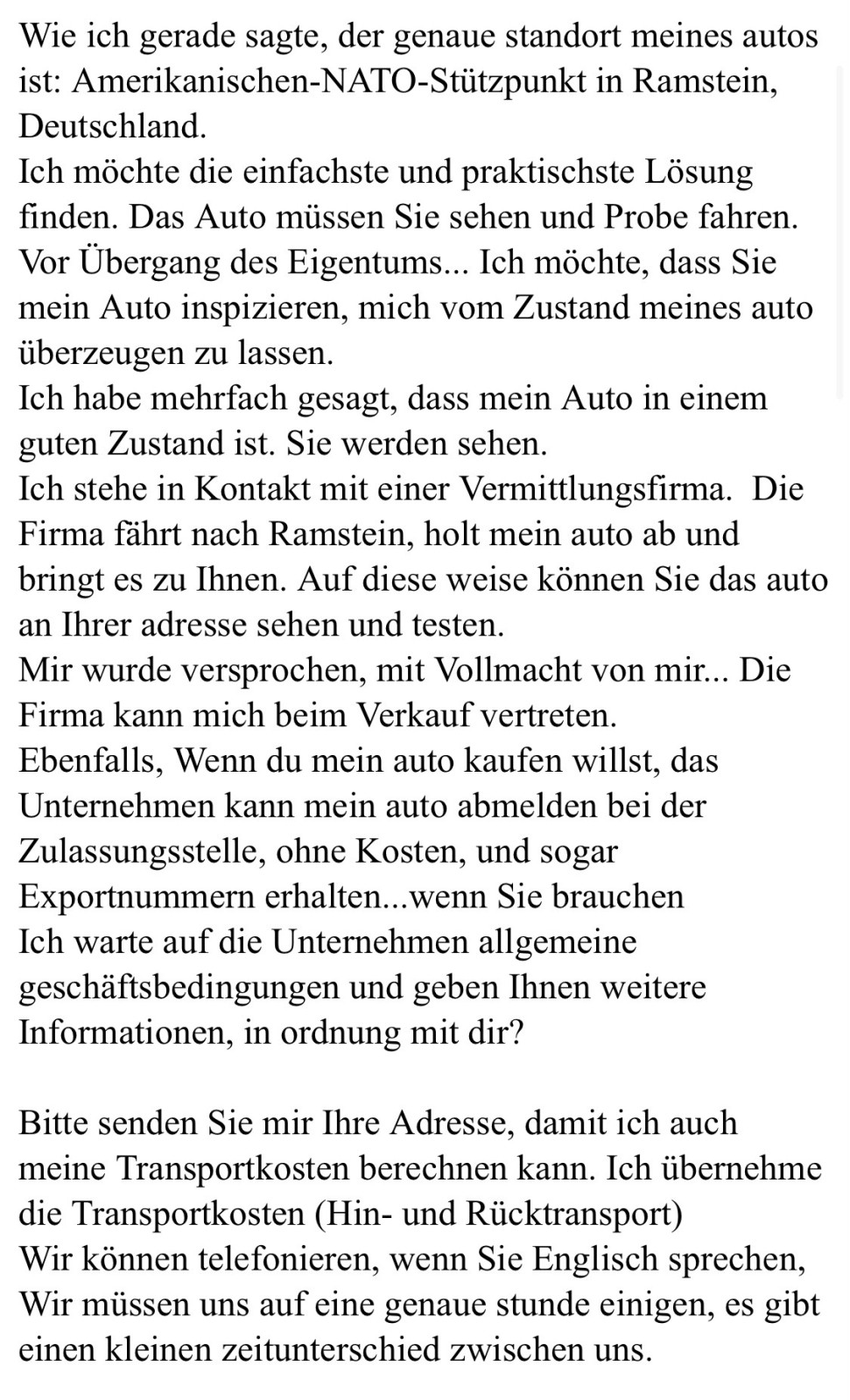 Autokauf von US Soldat