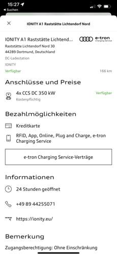 Ionity Zwischenziel manuell eingegeben