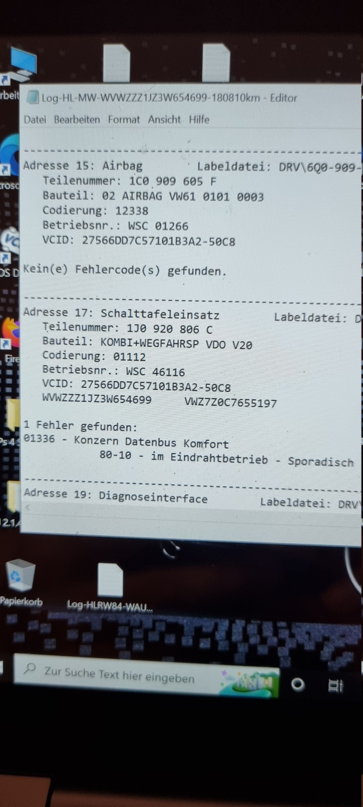 Golf 4 Tacho EEPROM auslesen