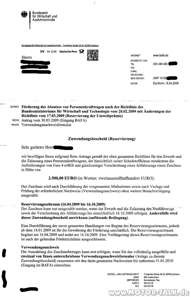 Hat schon jemand den Reservierungsbescheid?