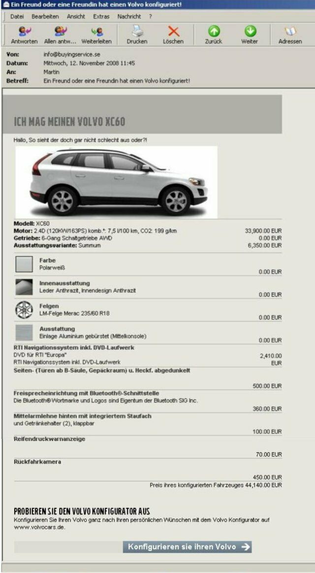 SPAM Autowerbung von Volvo
