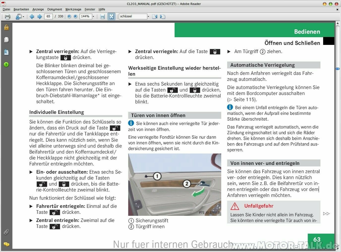 Fahrertür öffnet erst nach zweitem Drücken des Schlüsseltasters