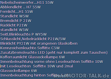 Was für eine Glühlampe Blinker hinten?