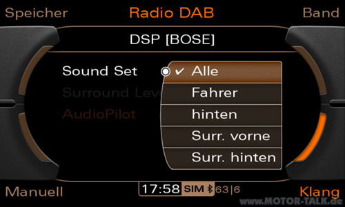 Bose-klangeinstellungen