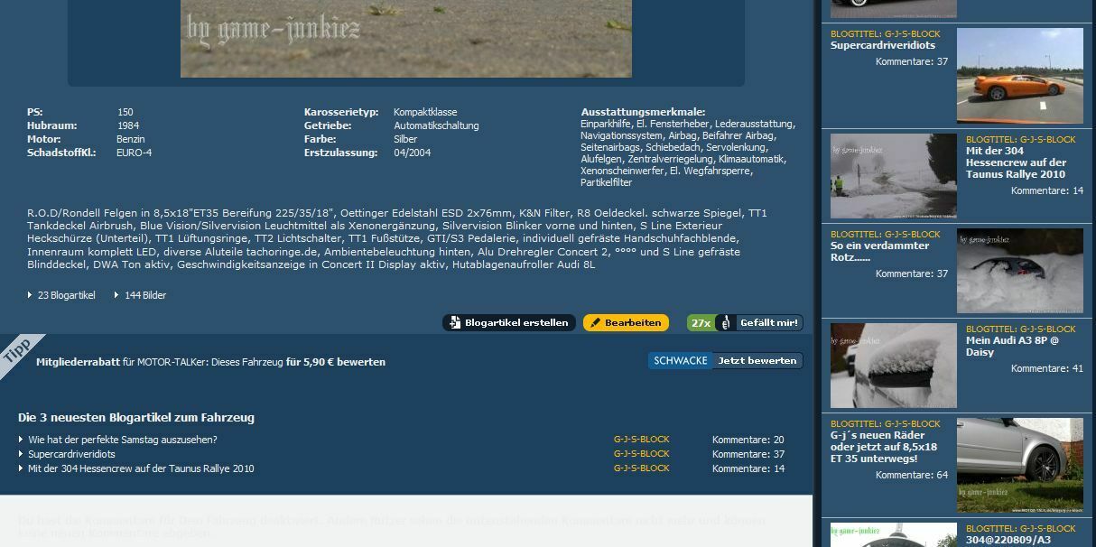 Schwacke in den Fahrzeugprofilen?