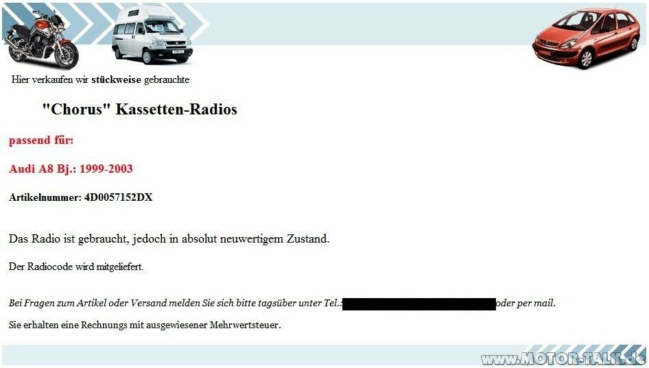 Audi Chorus II im Audi 80 B4 ABT