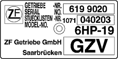 Getriebe-typenschild