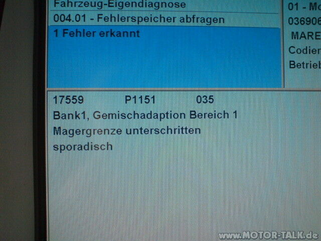 Gelbe Motorleuchte Audi A2 1.4 Liter Benziner Bj 12/2001