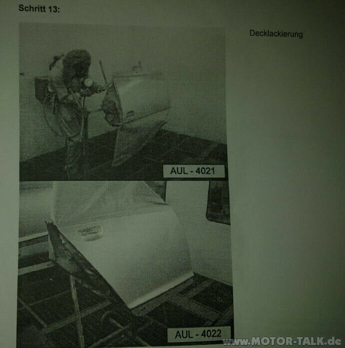 Audi Anti Rost Aktion Liste zum eintragen für behandelte Fahrzeuge