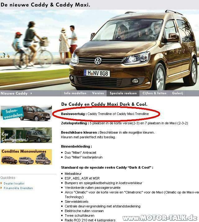 Sondermodelle Caddy Facelift