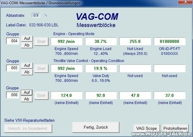 Drehzahlschwankungen 1,6L AEE -> Problem hartnäckig
