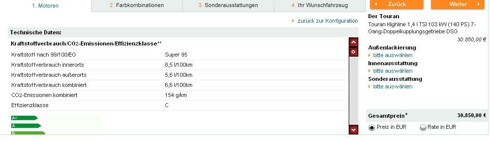 Reicht der 140 PS Benziner für die 1,7 Tonnen, oder doch lieber 165 Diesel PS