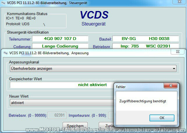Nur anpassen - nicht codieren: Warnzeitpunkt Spurhalteassistent, Intensität Lenkradvibration