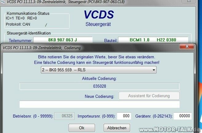 Regen-Lichtsensor nachgerüstet - unplausibles Signal?