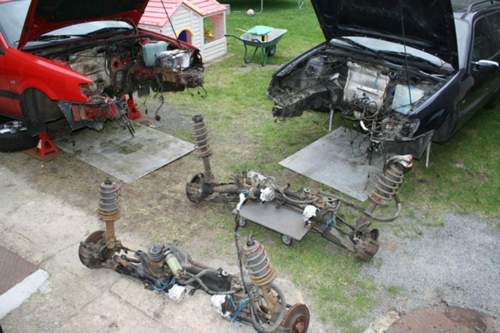 Motor, Achsträger mit Bremsanlage