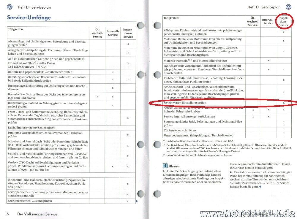 Kosten 1. Inspektion 1,2l TSI