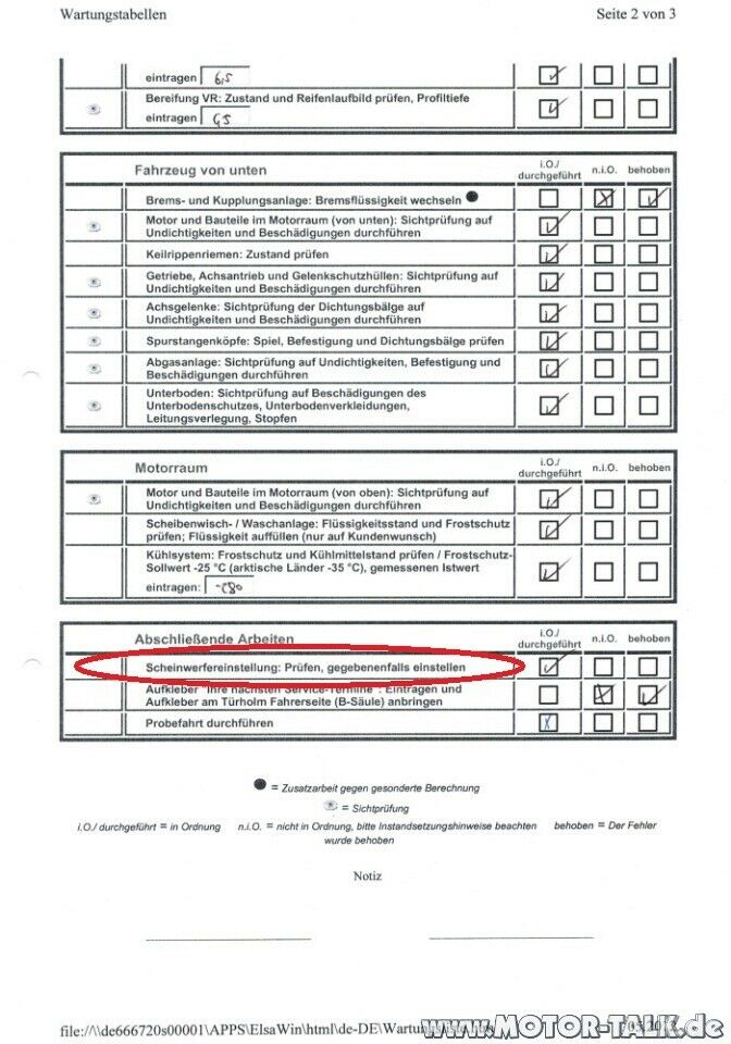 Kosten 1. Inspektion 1,2l TSI