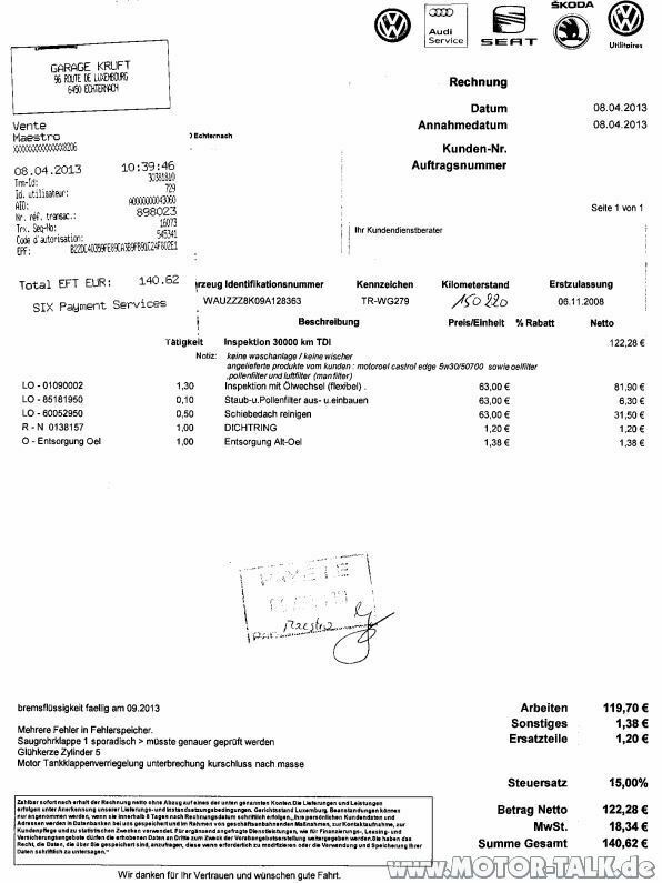 Inspektion 120.000 km