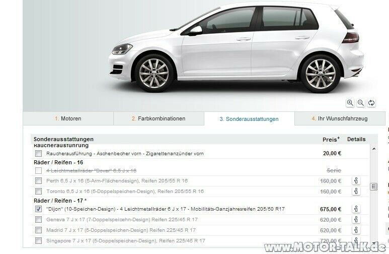 Welches Mobilitätsreifen/Runflatreifen liefert VW bei dem Golf 7 aus?