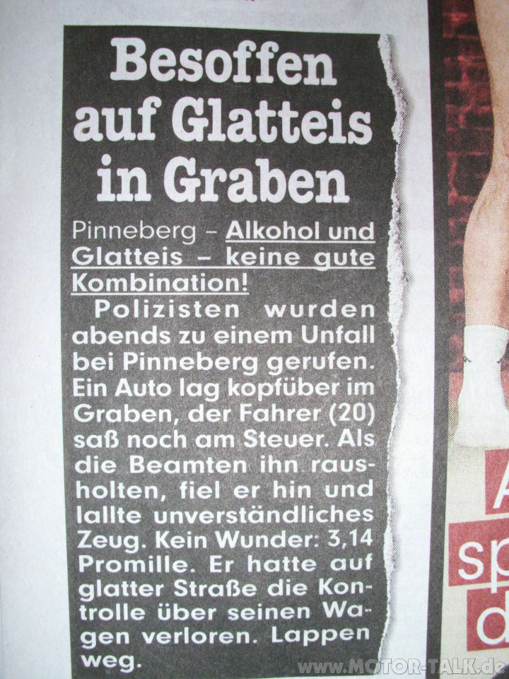 Heute einen kleinen Unfall gehabt