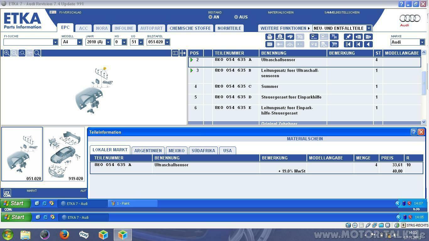 Welche PDC Sensoren - Teilenummern
