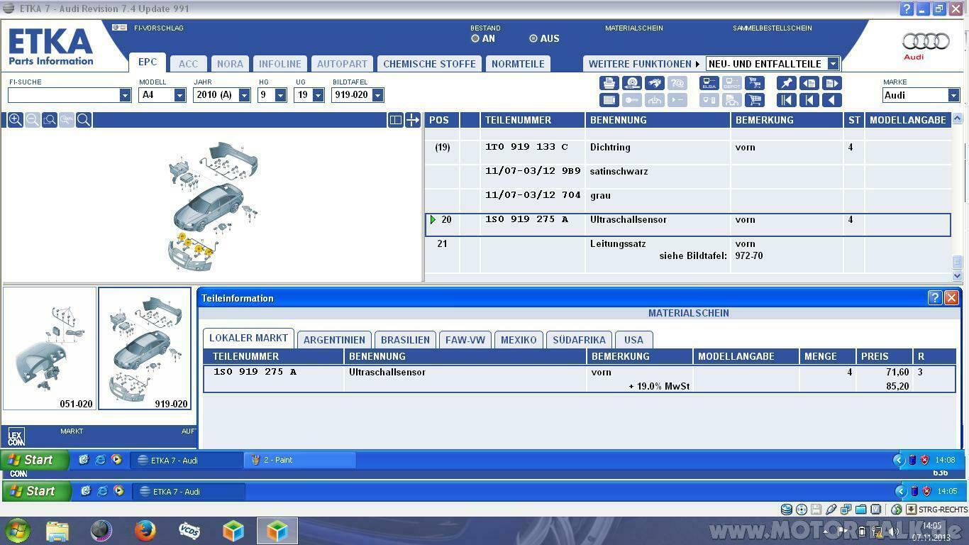 Welche PDC Sensoren - Teilenummern