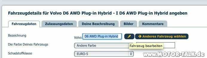 Fahrzeugprofil - fehlende Differenzierung
