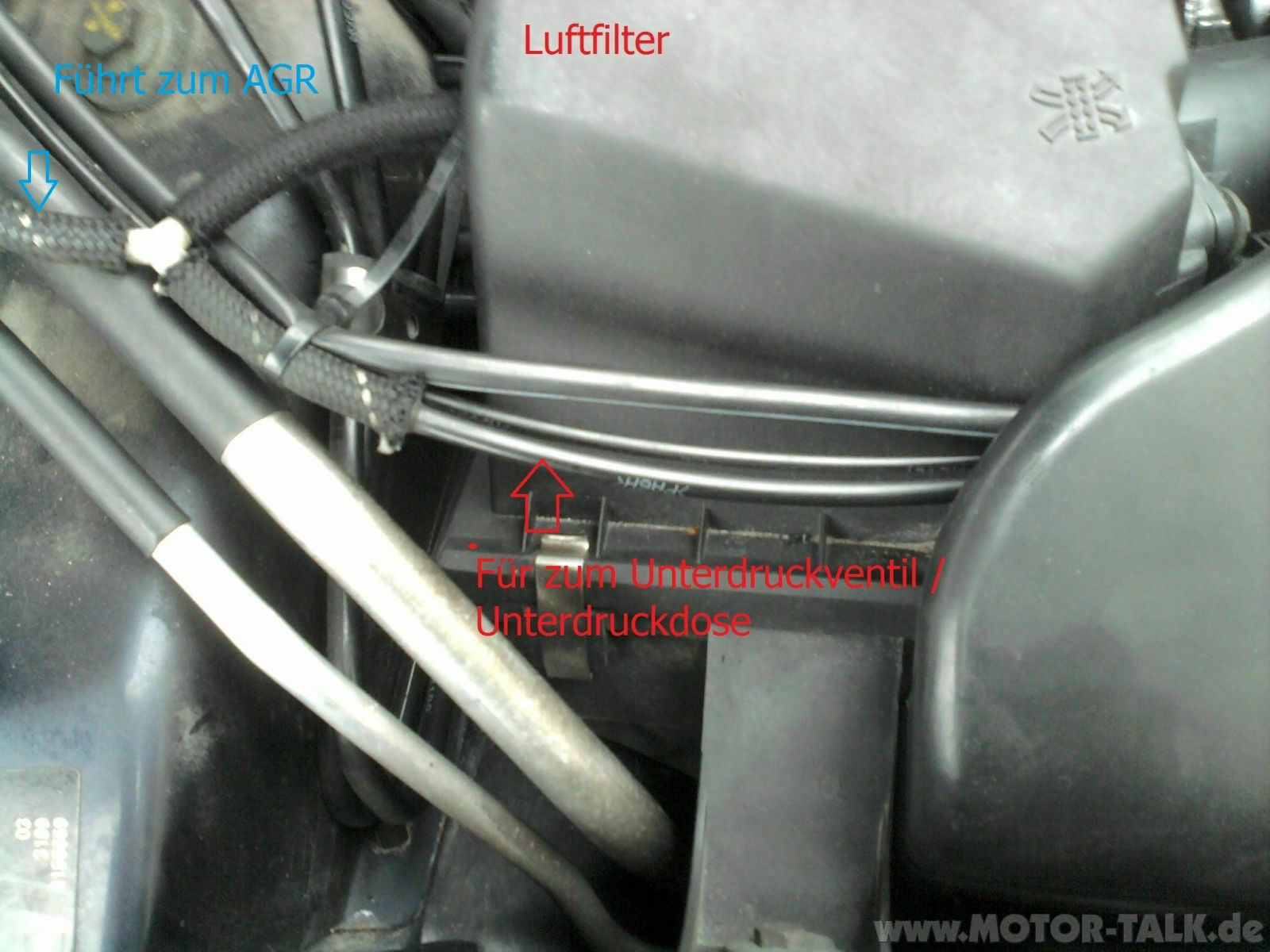 Anschlussplan für Unterdruckschläuche