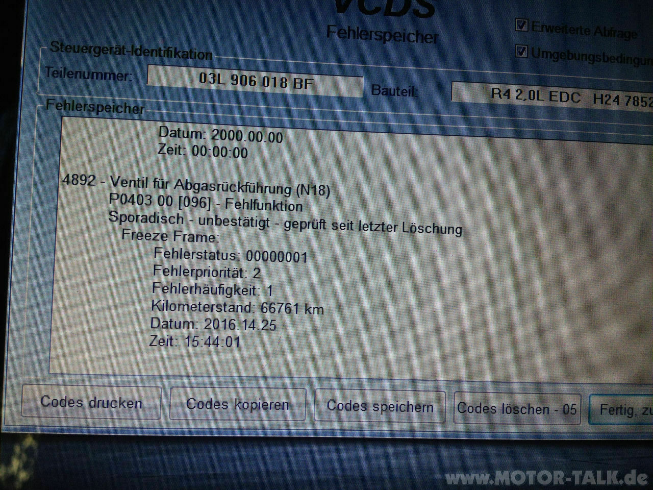 Defektes AGR Ventil schon nach knappen 67tkm?