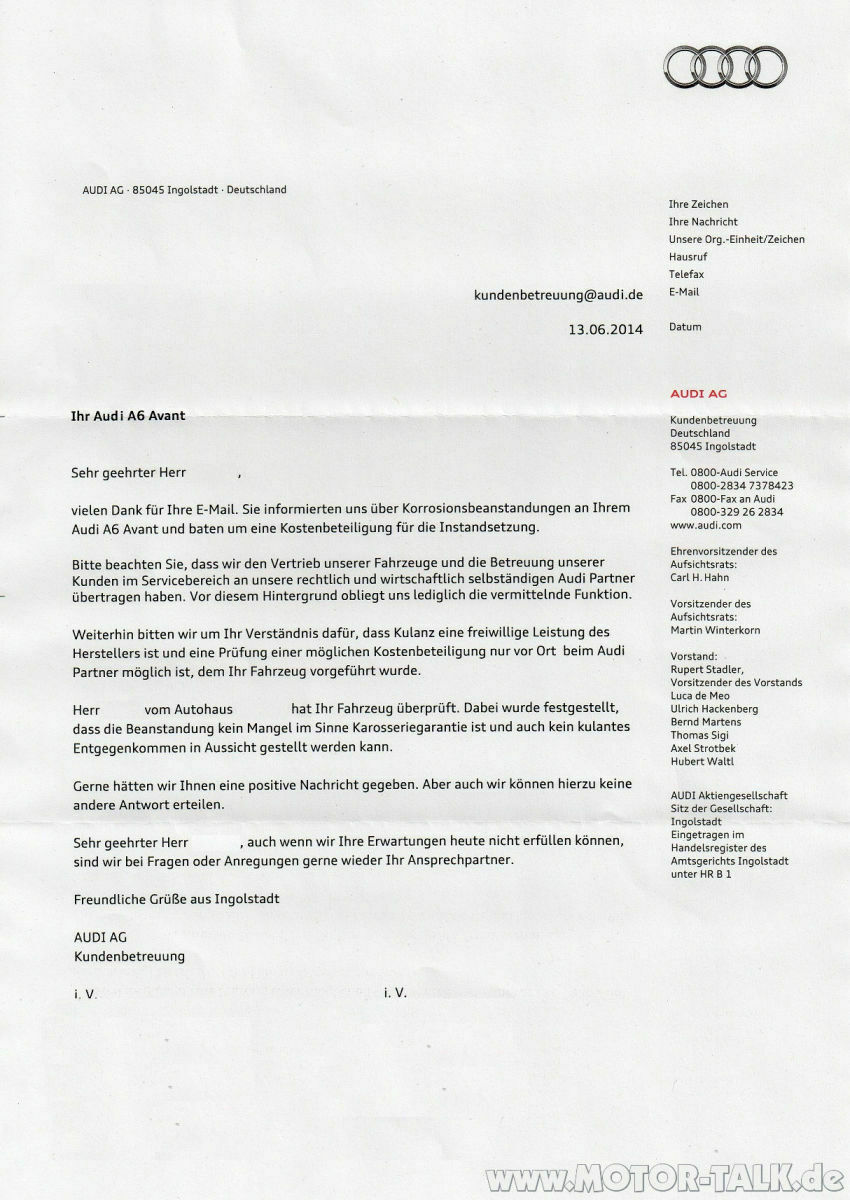 Große Anti Rost Aktion von Audi!