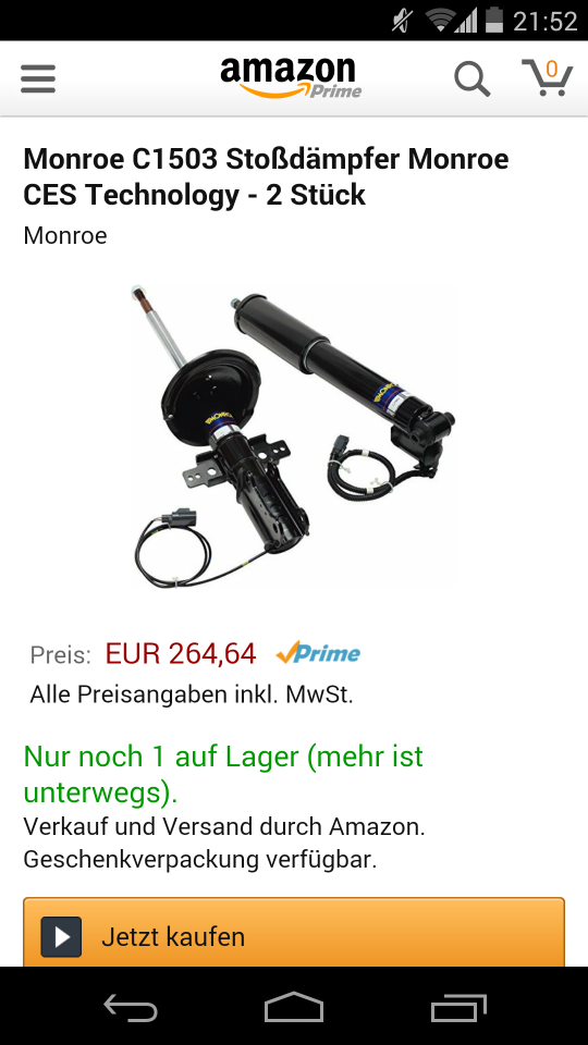 Welche Monroe 4C Dämpfer für V70 II 2.5T?