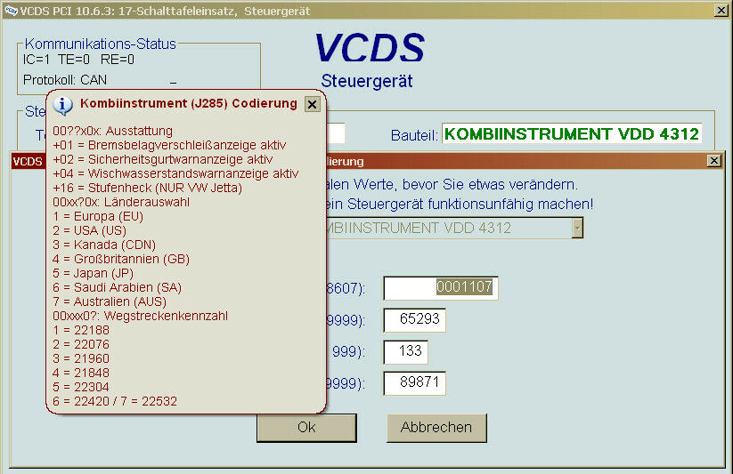 Gurt-Warnung mit VCDS ausprogrammieren?
