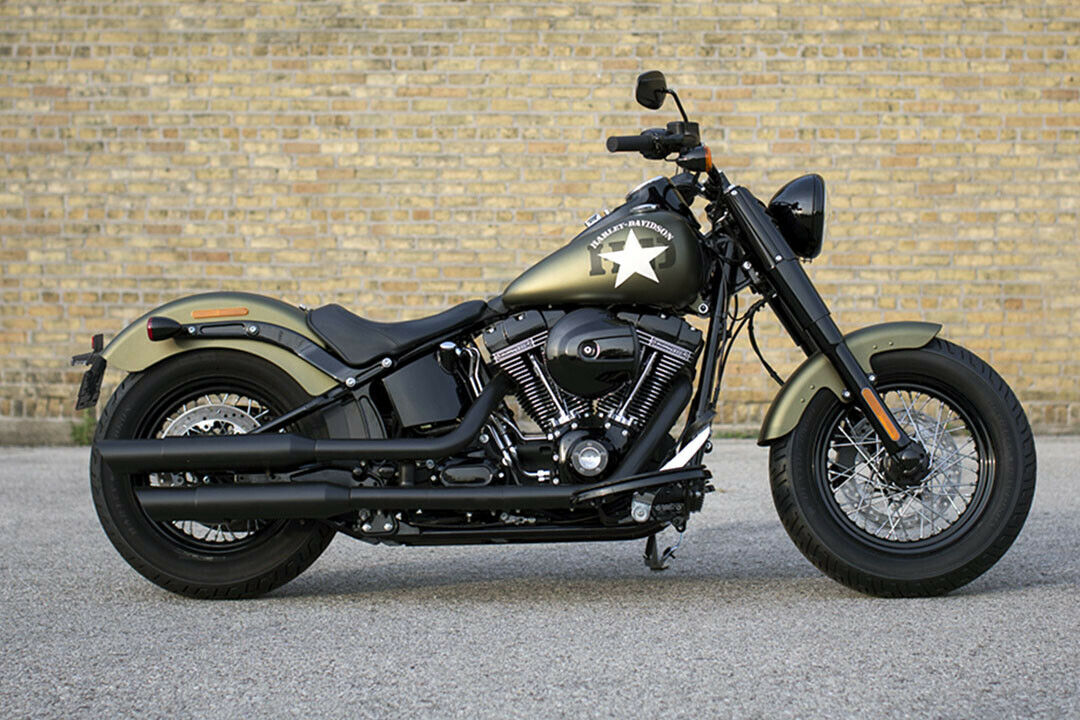 Der 1.801 ccm gro&szlig;e V2-Motor der Harley-Davidson Softail Slim S entwickelt ein maximales Drehmoment von 145 Nm