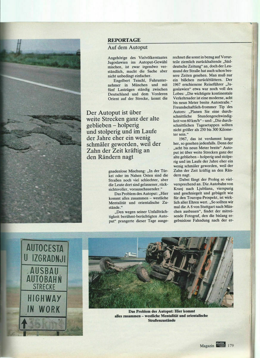 Der Autoput - Straße nach Hause, in den Urlaub oder in den Tod