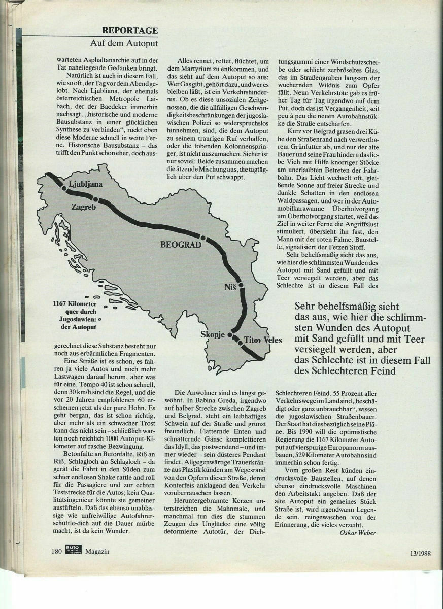 Der Autoput - Straße nach Hause, in den Urlaub oder in den Tod