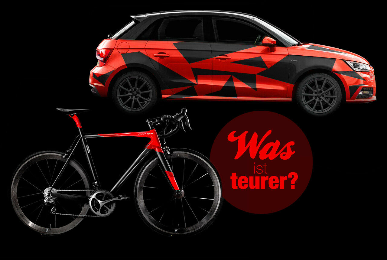 Ein Audi A1 und Carbon-Rennrad: Was glaubt Ihr, kostet mehr?