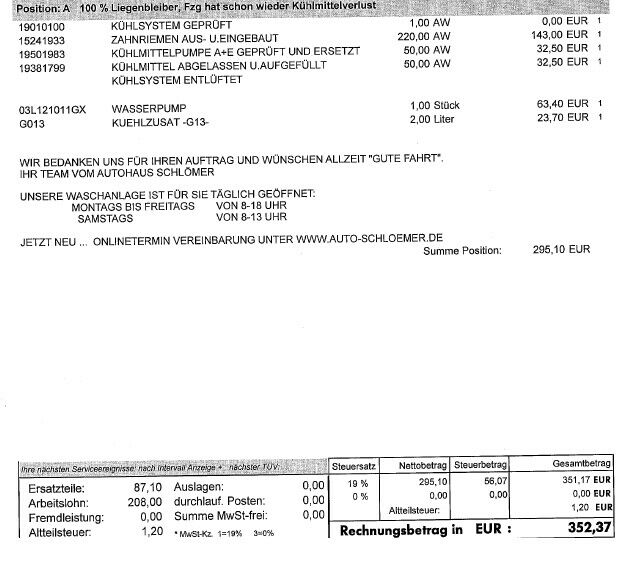 Golf 6 GTD - Kühlwasserverlust - Eine Leidensgeschichte