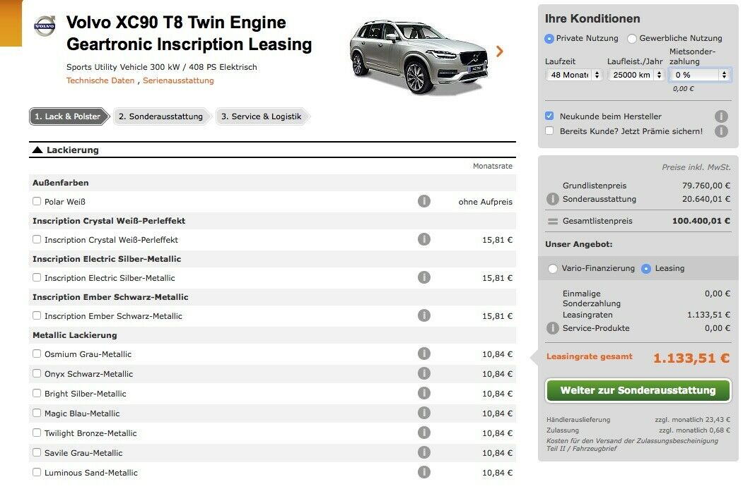 Aktuelle Leasingkonditionen XC90 II