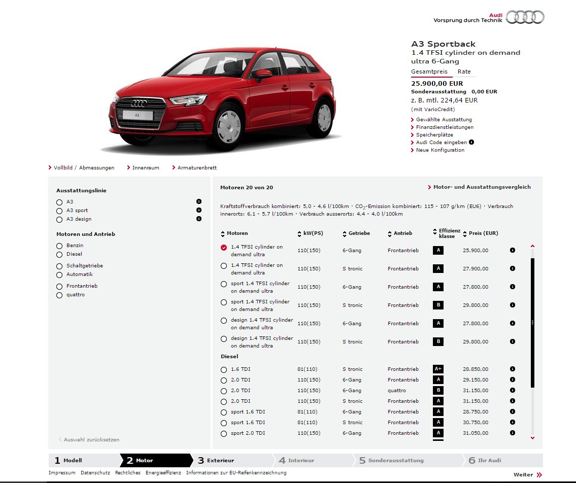 Facelift (A3, S3, RS3)