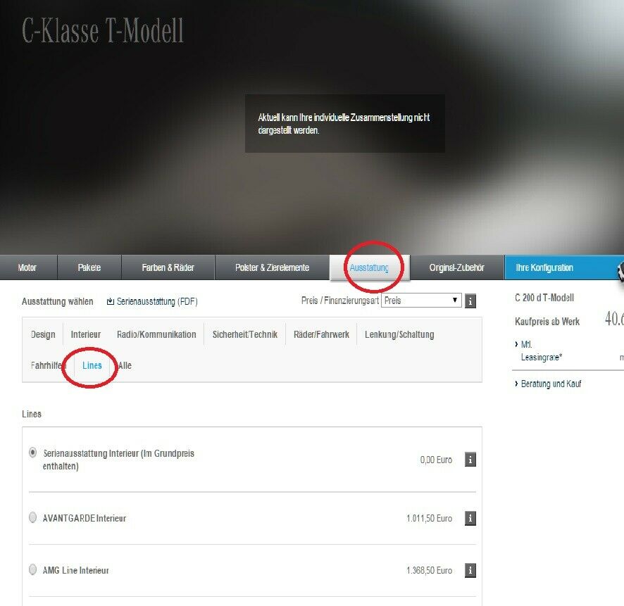 Probleme mit Mercedes Konfigurator
