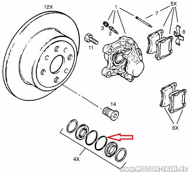 Omega B - Bremssattel hinten