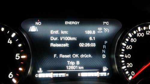 Das zeigt der Bordcomputer nach Franks Heimfahrt an