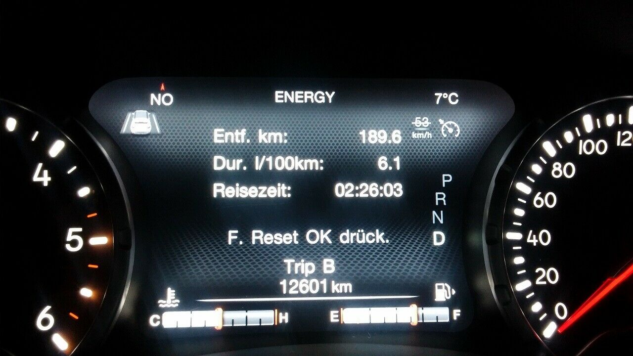 Das zeigt der Bordcomputer nach Franks Heimfahrt an