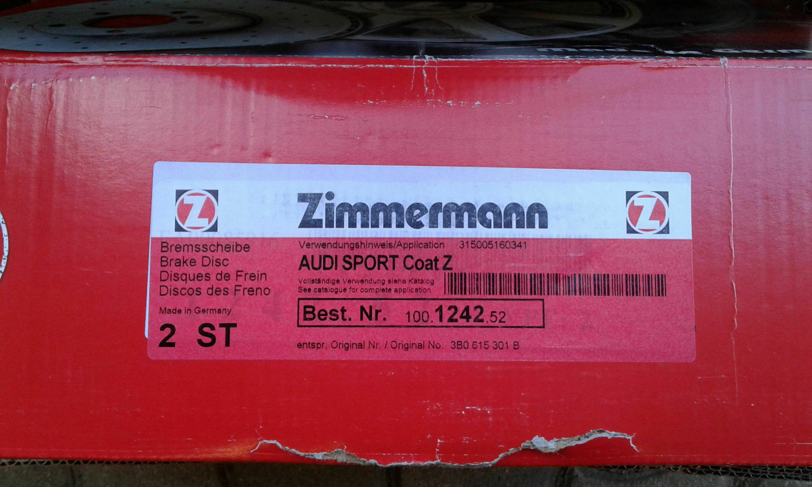 312mm x 25mm Bremse gelocht in Audi A4 B5 eingebaut