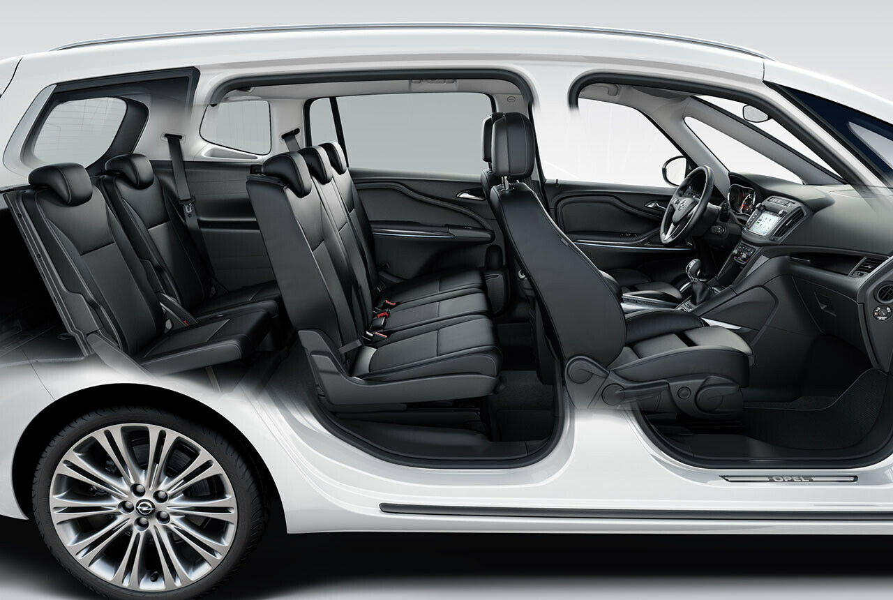 Bis zu sieben Sitze lassen sich im Opel Zafira variabel gestalten. In den Kofferraum passen maximal knapp 1.900 Liter