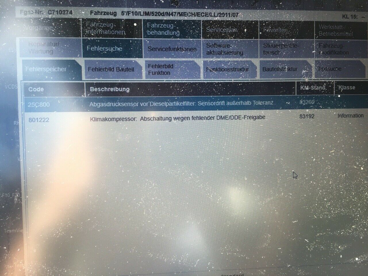 Sensor Abgasgegendruck defekt